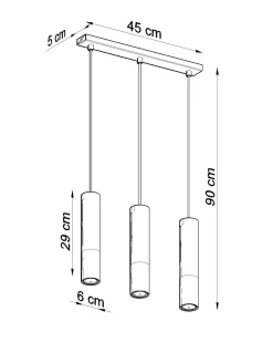 Hängelampe Schwarz Kupfer 3-flammig B: 45 cm Metall