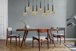 Hängelampe Schwarz Messing 5-flammig Rauchglas Metall