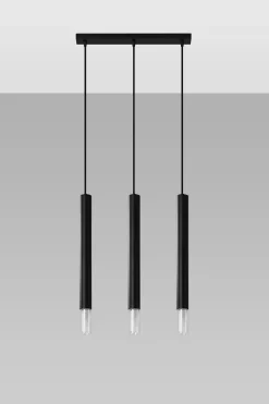 Hängelampe Schwarz Metall Glas 3-flammig G9 schmal