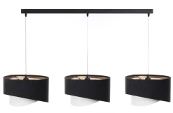 Hängelampe Schwarz Weiß Gold 3-flammig E27 Stoffschirm