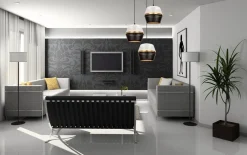 Hängelampe Schwarz Weiß Gold Metall B:45 cm E27 3-flmg