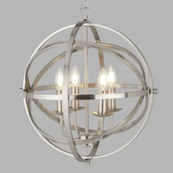 Hängelampe Silber matt Ø 45 cm rund für 4x E14 Metall