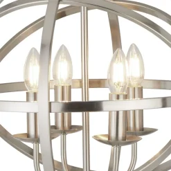 Hängelampe Silber matt Ø 45 cm rund für 4x E14 Metall