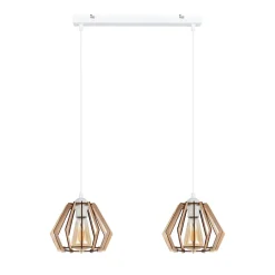 Hängelampe Skandinavisch Holz Metall Weiß E27 L:60 cm