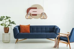 Hängelampe Skandinavisch Holz Metall Weiß E27 L:60 cm