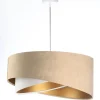 Hängelampe Stoff Beige Gold E27 rund D: 50 cm Velours Optik