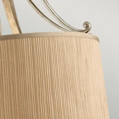 Hängelampe Stoff Creme Braun antik E27 SAMISE