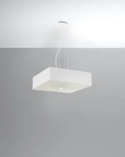 Hängelampe Stoff Glas Weiß eckig Modern blendarm