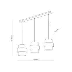 Hängelampe Stoff Metall 3-flammig Schwarz Gold Modern