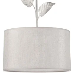 Hängelampe Stoff Metall in Silber E27 Ø 35 cm Landhaus