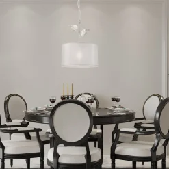 Hängelampe Stoff Metall in Silber E27 Ø 35 cm Landhaus