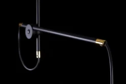 Hängelampe Stoff Metall Schwarz Silber Gold verstellbar