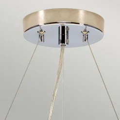 Hängelampe Stoff rund Ø36cm in Creme Chrom blendarm