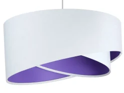 Hängelampe Stoff rund Ø50cm Weiß Lila Wohnzimmer