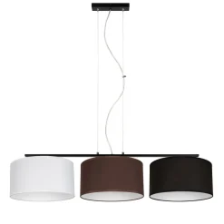 Hängelampe Stoff Weiß Braun Schwarz E27 100 cm lang