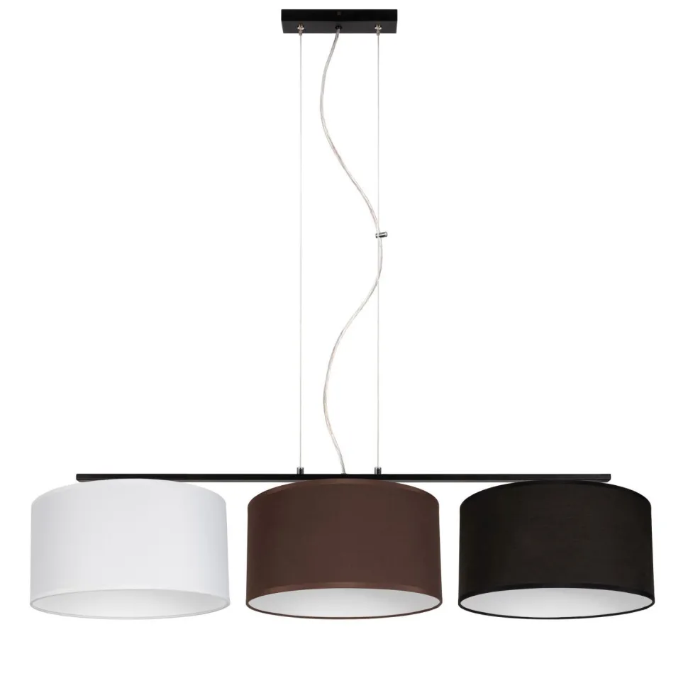 Hängelampe Stoff Weiß Braun Schwarz E27 100 cm lang