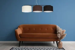 Hängelampe Stoff Weiß Braun Schwarz E27 100 cm lang