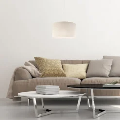 Hängelampe Stoff Weiß Creme Ø 35 cm Modern verstellbar E27