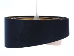 Hängelampe Stoffschirm Blau Rosa Gold E27 rund Ø 50 cm