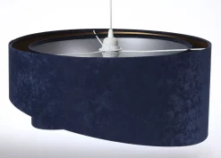 Hängelampe Stoffschirm rund D: 50 cm E27 Blau Gold Silber
