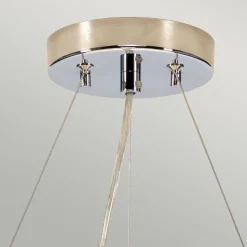 Hängelampe Stoffschirm rund Ø46cm in Creme Chrom NASIA