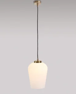 Hängelampe TALIS Bronze hell Weiß Echt-Messing Glas