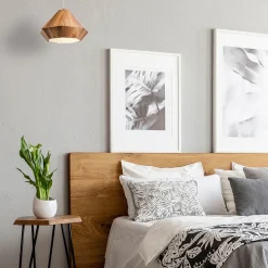 Hängelampe Teakholzfurnier B: 34,5 cm E27 modernes Design