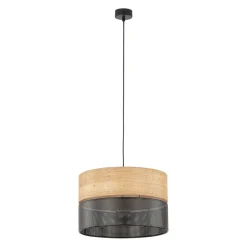 Hängelampe verstellbar E27 Ø 38 cm Schwarz Natur CANTU