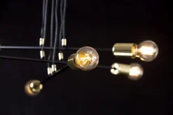 Hängelampe verstellbar Schwarz Retro 6x E27 Metall