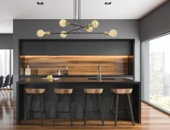 Hängelampe verstellbar Schwarz Retro 6x E27 Metall