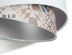 Hängelampe Weiß Beige Silber E27 Ø 50 cm Stoff Velours Optik