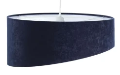 Hängelampe Weiß Blau E27 rund Ø 50 cm Stoff Velours Optik