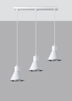 Hängelampe Weiß 3-flammig B: 45 cm ES111 Retro Metall