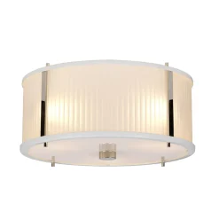 Hängelampe Weiß Glas Metall Ø40cm rund Jugendstil