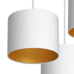 Hängelampe Weiß Gold Stoff Metall B:45 cm blendarm