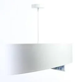 Hängelampe Weiß Hellblau Blumen Print E27 rund D: 50 cm