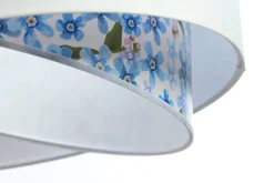 Hängelampe Weiß Hellblau Blumen Print E27 rund D: 50 cm