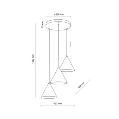 Hängelampe Weiß Metall Ø 42 cm 3-flammig Retro Design