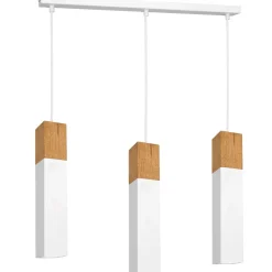 Hängelampe Weiß Metall Holz Skandinavisch 3