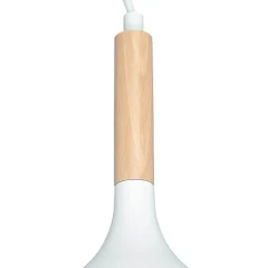 Hängelampe Weiß Metall Holz 3 flammig