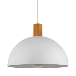 Hängelampe Weiß Skandinavisch Metall Holz Ø 33,5 cm E27