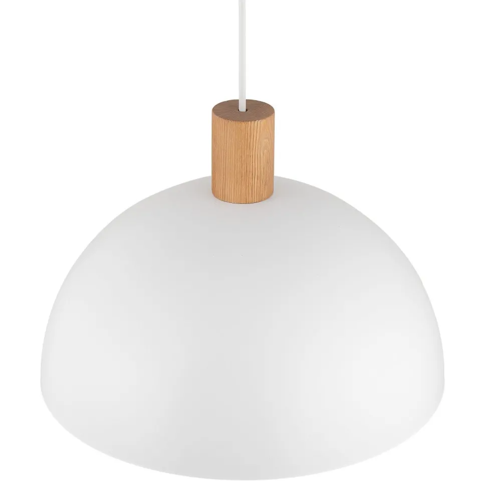 Hängelampe Weiß Skandinavisch Metall Holz Ø 33,5 cm E27