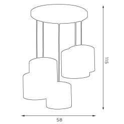 Hängelampe Weiß Stoff Metall B:58 cm 5-flmg blendarm