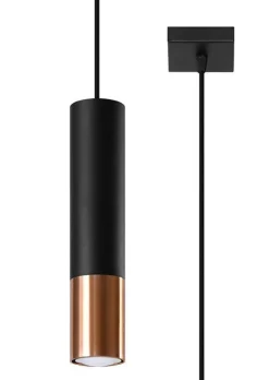 Hängelampe Zylinder Schwarz Kupfer Ø 6 cm GU10 Metall