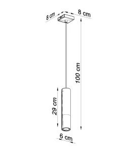 Hängelampe Zylinder Schwarz Kupfer Ø 6 cm GU10 Metall
