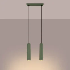 Hängeleuchte 30 cm breit 2-flammig GU10 Grün Modern aus Alu