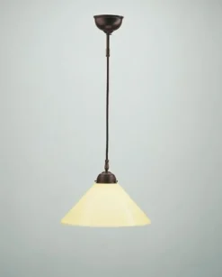 Hängeleuchte Antik Messing Glas Elfenbein E27 Ø30 cm