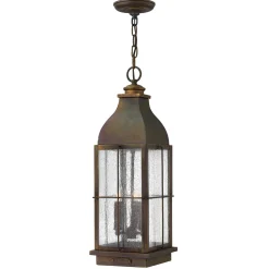 Hängeleuchte außen IP23 E14 Glas Messing in Braun antik