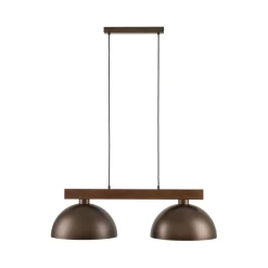Hängeleuchte Braun Metall Holz L: 83 E27 2-flammig
