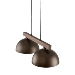 Hängeleuchte Braun Metall Holz L: 83 E27 2-flammig